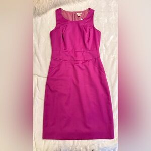 J.Crew Purple Magenta Midi Wool Sleeveless Sheath Solid Pockets Dress